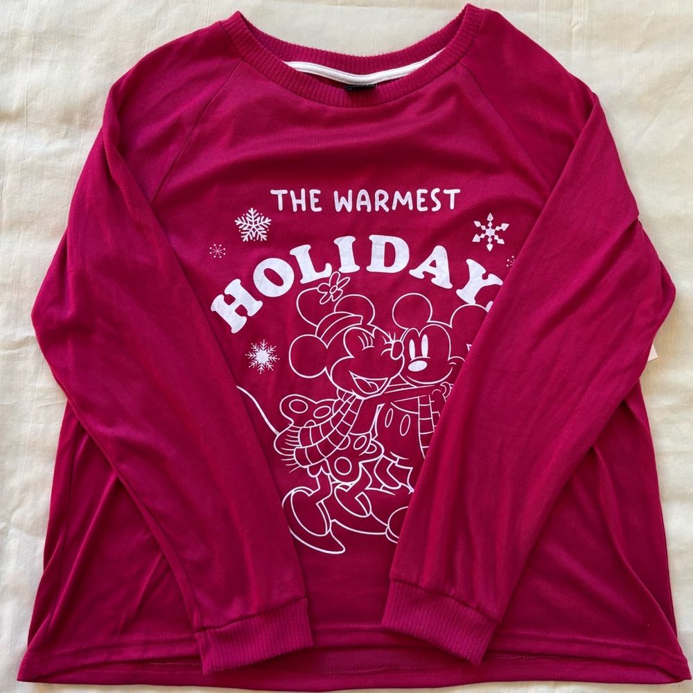 Disney  Festive Pink Holiday Top size L (12-14) - Picture 10 of 11